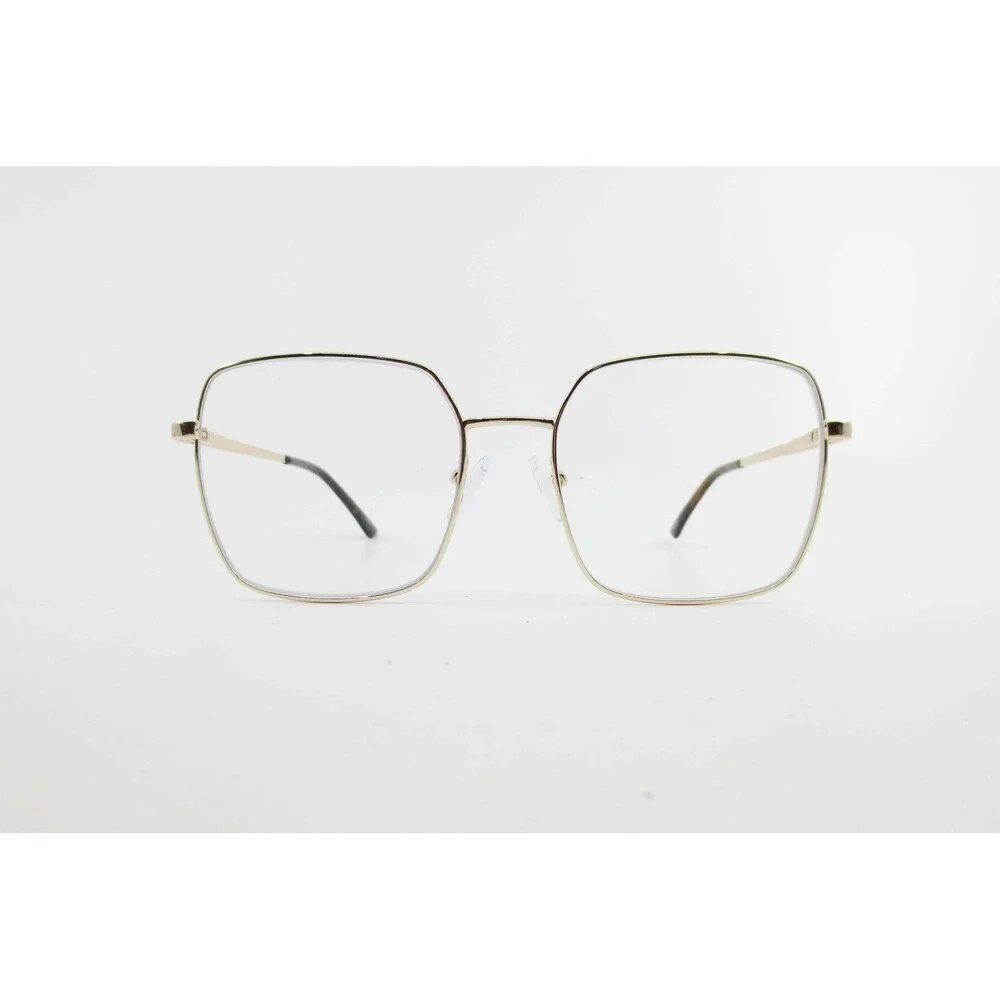 The Book Club Gold Oversized Square Eyeglasses Frames 55-18-140 Tortoise Tips